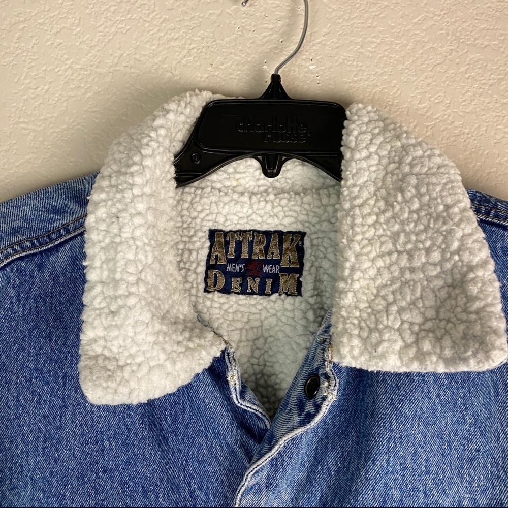 Attrak Denim Sherpa Jacket Vintage Mens Size Large - Picture 4 of 12